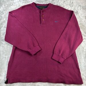 Alexander Julian Colours Mens XL Burgundy Henley Long Sleeve Cotton Shirt